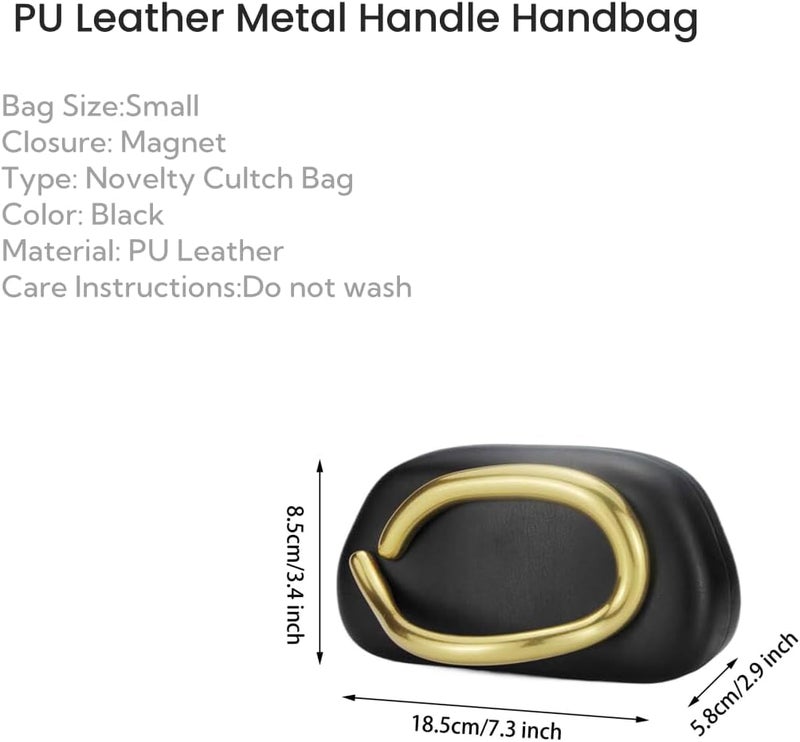 Tasysain Women PU Leather Metal Handle Handbag Trendy Commuting Compact Stone Purse Hand-held Causal Shoulder Clutch Bag - Image 4